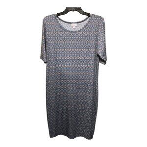 LulaRoe Blue Pale Floral‎ Print Dress Short Sleeve